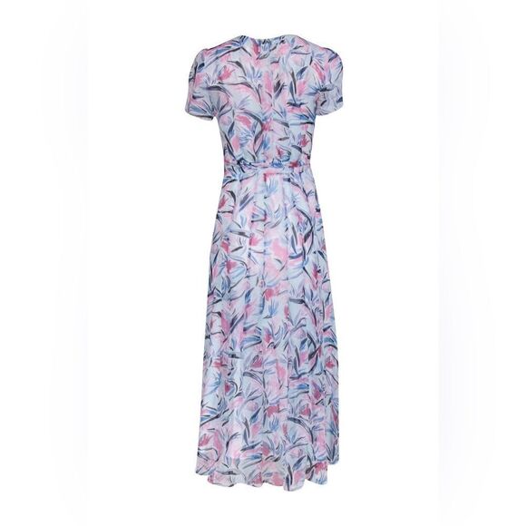 Club Monaco NWT Sheer Print Short Sleeve Wrap Maxi Dress Size 2 - Picture 8 of 11